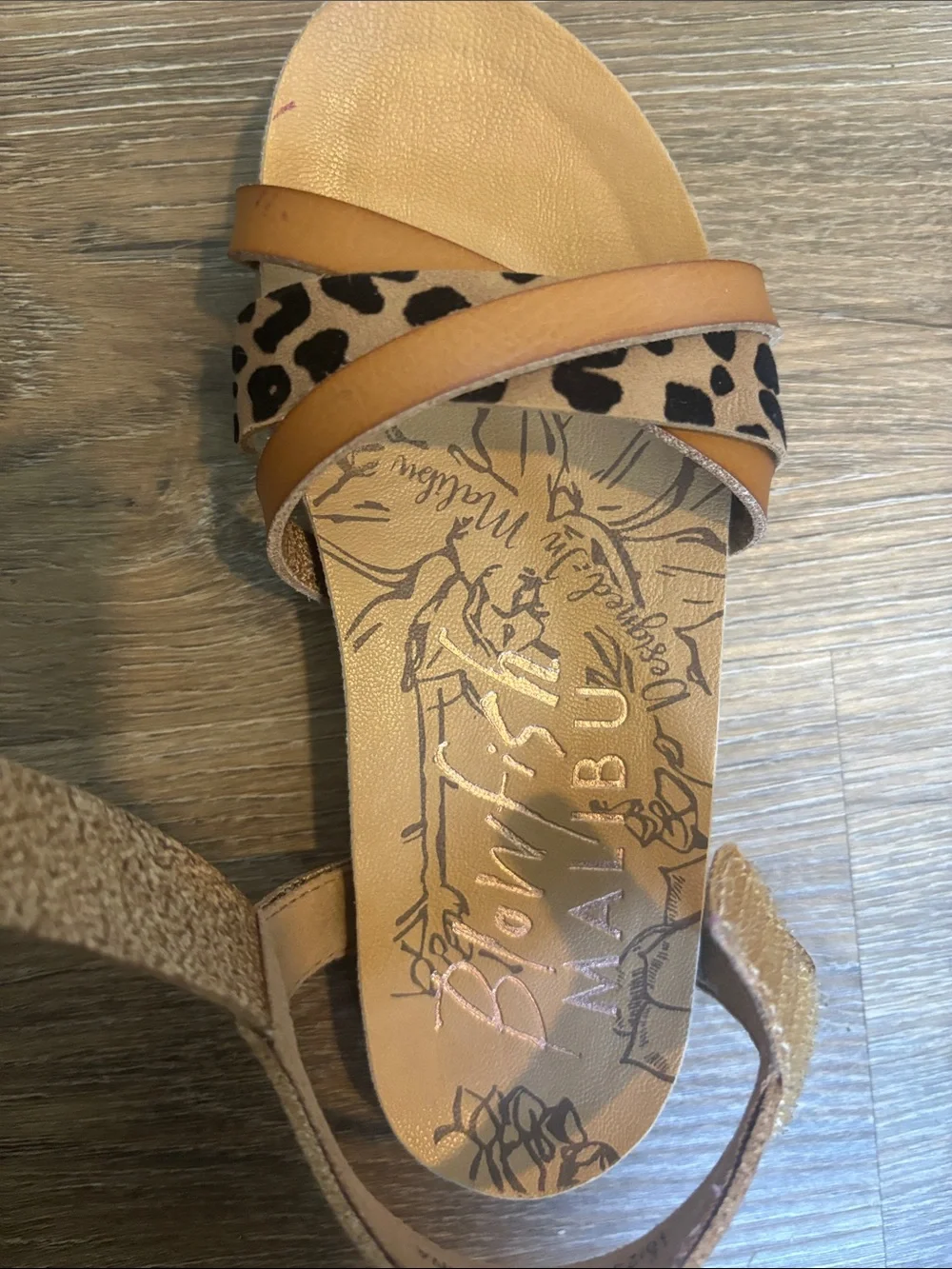 Kids Brown Leopard-Accent Sandals